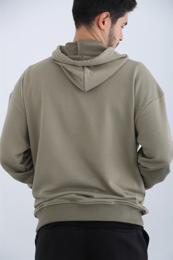 Açık Haki Erkek Kanguru Cep Sweatshirt M3209