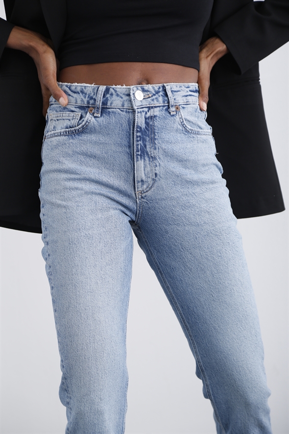 Açık Mavi Yüksek Bel Slim Fit Jean-1 