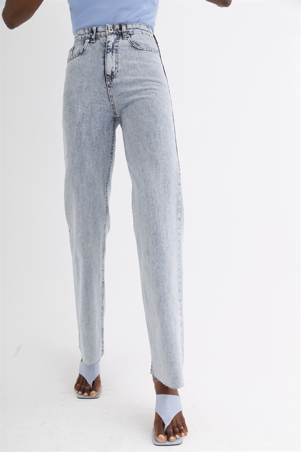 Açık Mavi Yüksek Bel Straight Fit Jean 