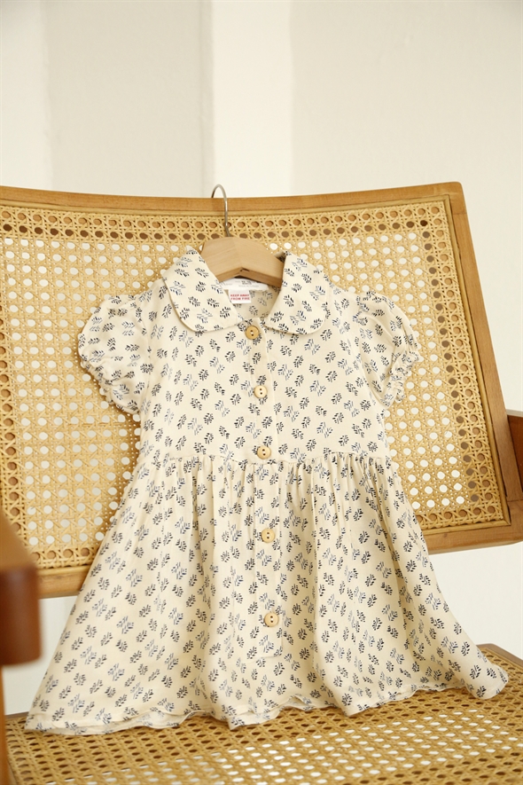 Bej Kız Bebe Yaka Elbise 20110