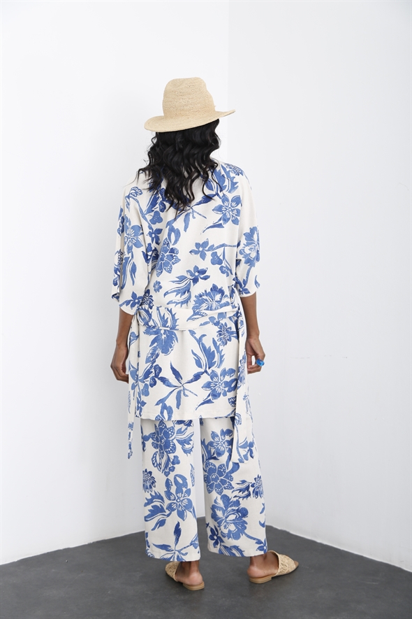 Bej Kuşaklı Kimono Takım 3763