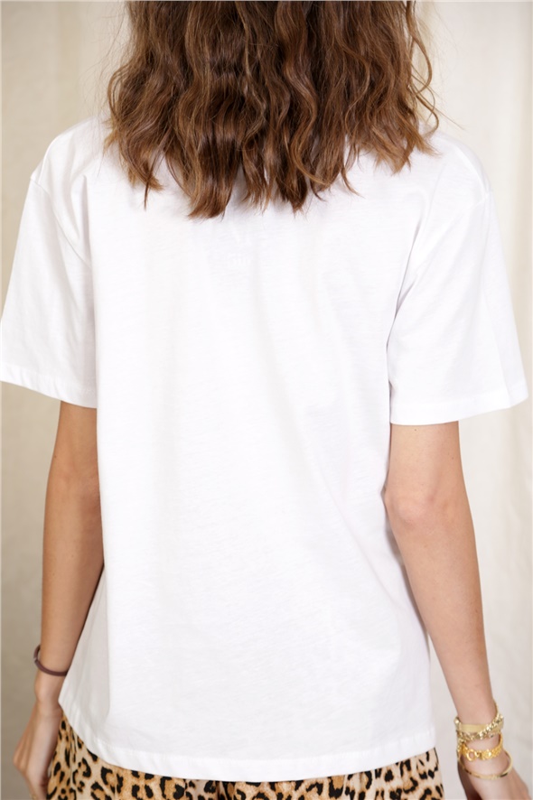 Beyaz I Want It All Baskılı Tshirt 4605