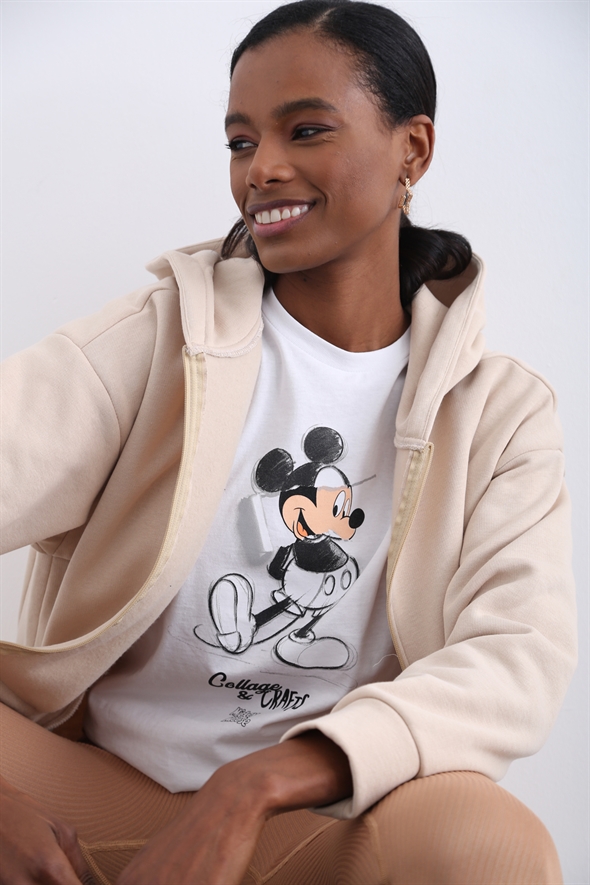 Beyaz Mickey Mouse Baskılı Tshirt 7486