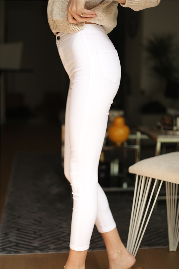 Beyaz Tayt Pantolon 