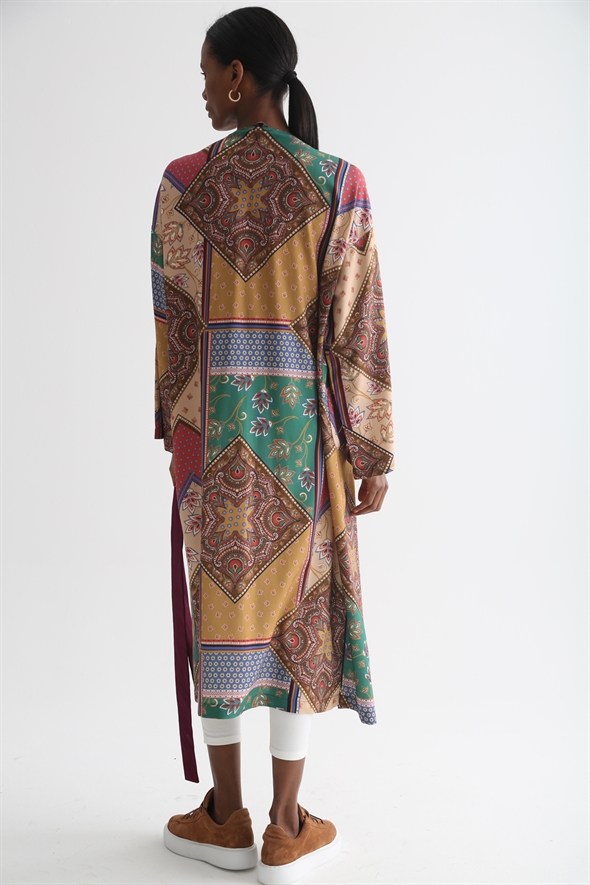 Bordo Desenli Kimono 0026