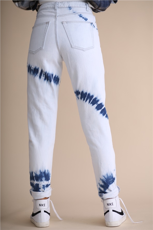 Buz Mavi Batik Desen Jean 