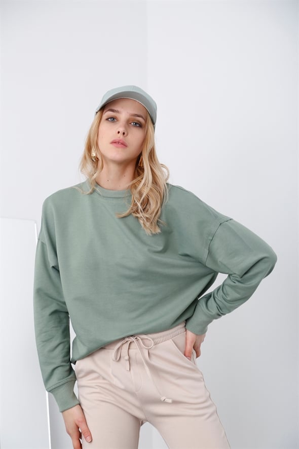 Çağla Yeşili Basic Sweatshirt 9002