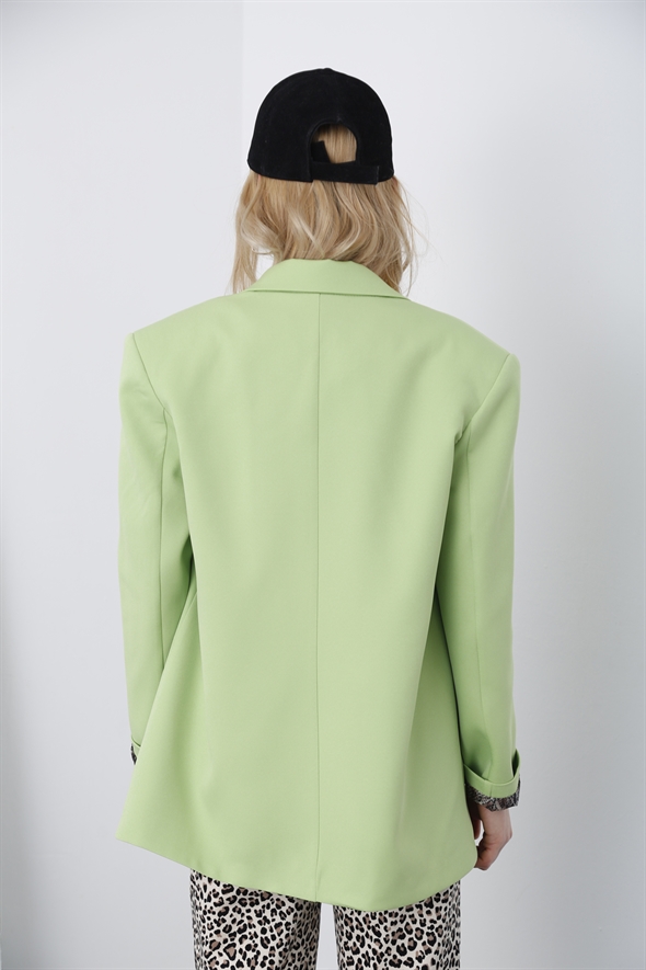 Fıstık Yeşili İki Düğme Blazer Ceket 