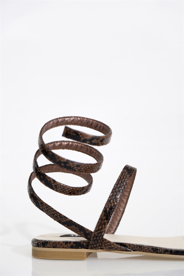 Kahverengi Yılan Spiral Sandalet 154