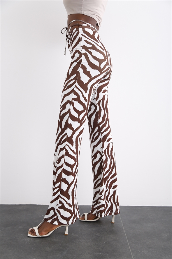 Kahverengi Zebra Desenli Pantolon 328