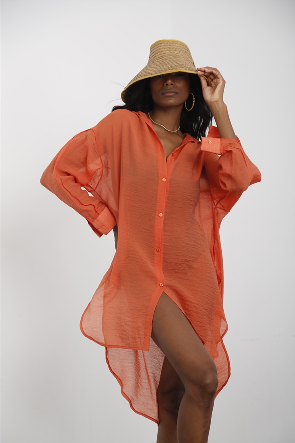 Oranj Gömlek Elbise 00307