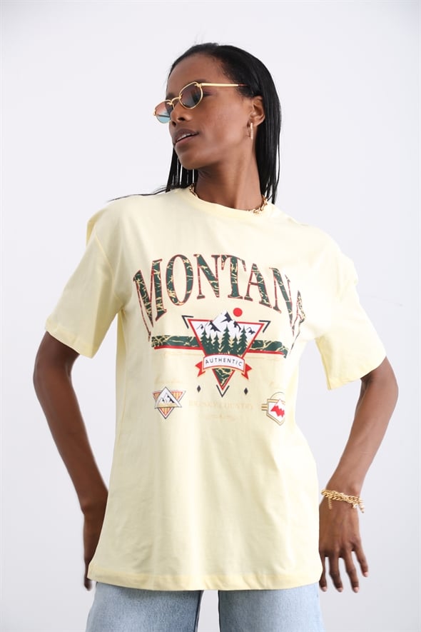 Sarı Montana Baskılı Tshirt 3400
