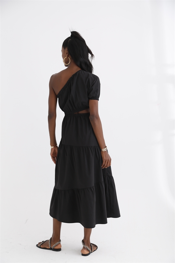 Siyah Bel Detaylı Elbise 232255