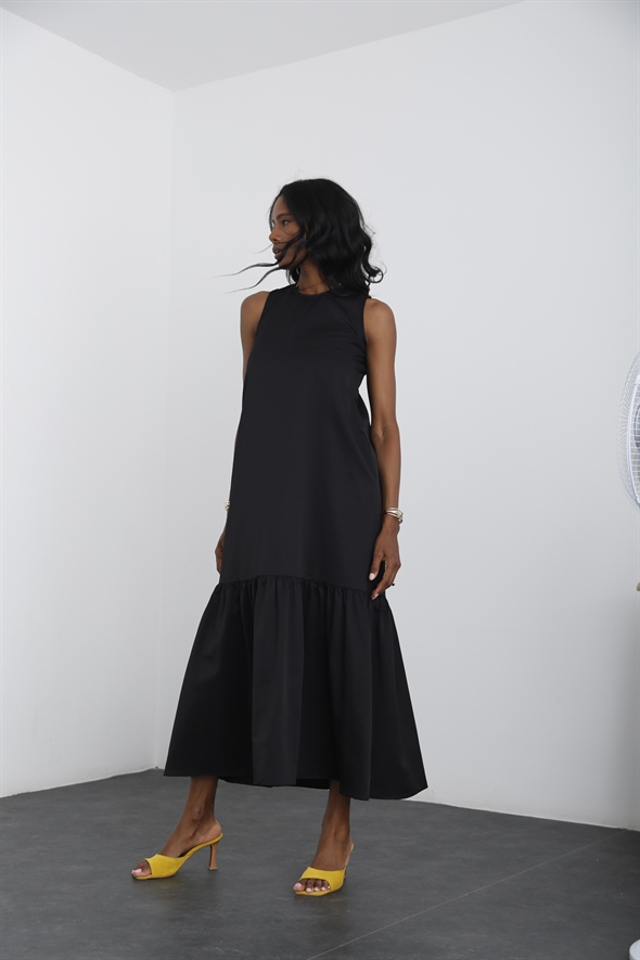 Siyah Kolsuz Maxi Elbise 285176
