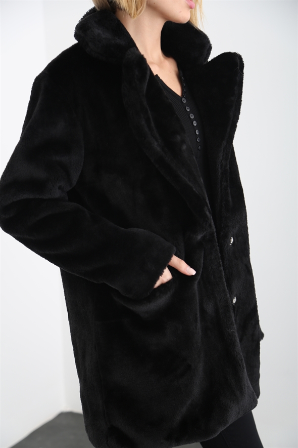 Siyah Kürk Palto D89051