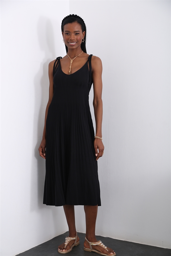 Siyah Merserize Triko Elbise 21408