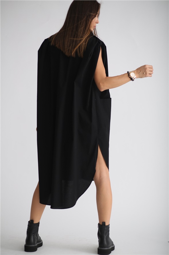 Siyah Oversize Gömlek Elbise 2172