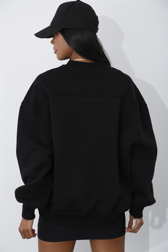 Siyah Şardonlu Baskılı Sweatshirt 243