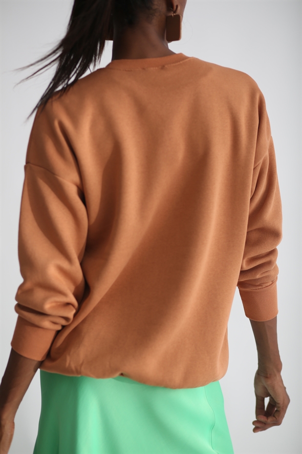 Taba Şardonlu Basic Sweatshirt 3200