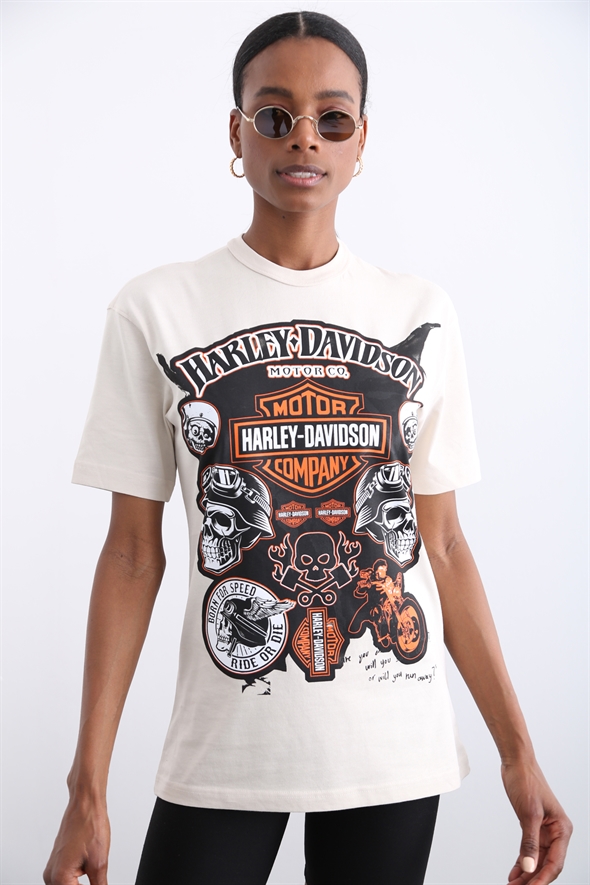 Taş Harley Davidson Baskılı Tshirt 