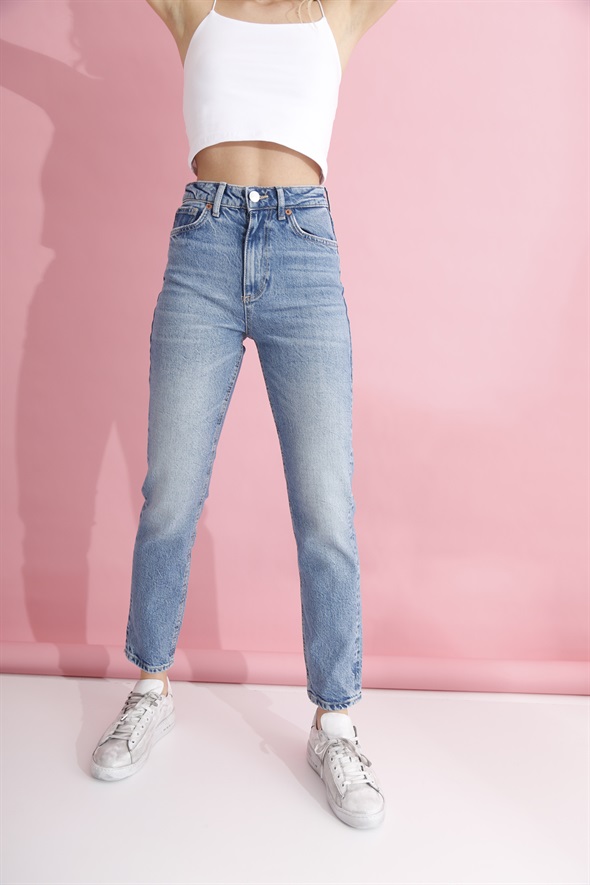 Açık Mavi Yüksek Bel Slim Fit Jean-1 