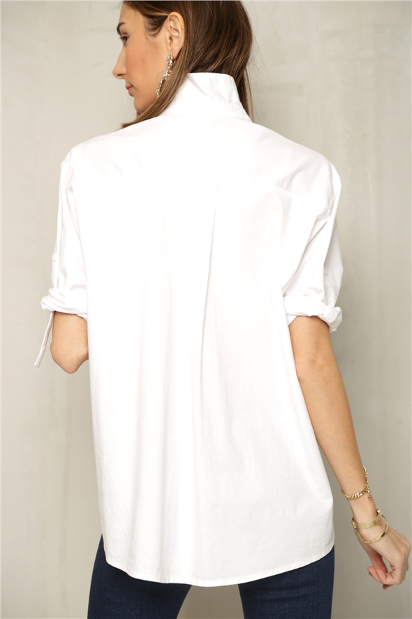Beyaz İşlemeli Gömlek 3377