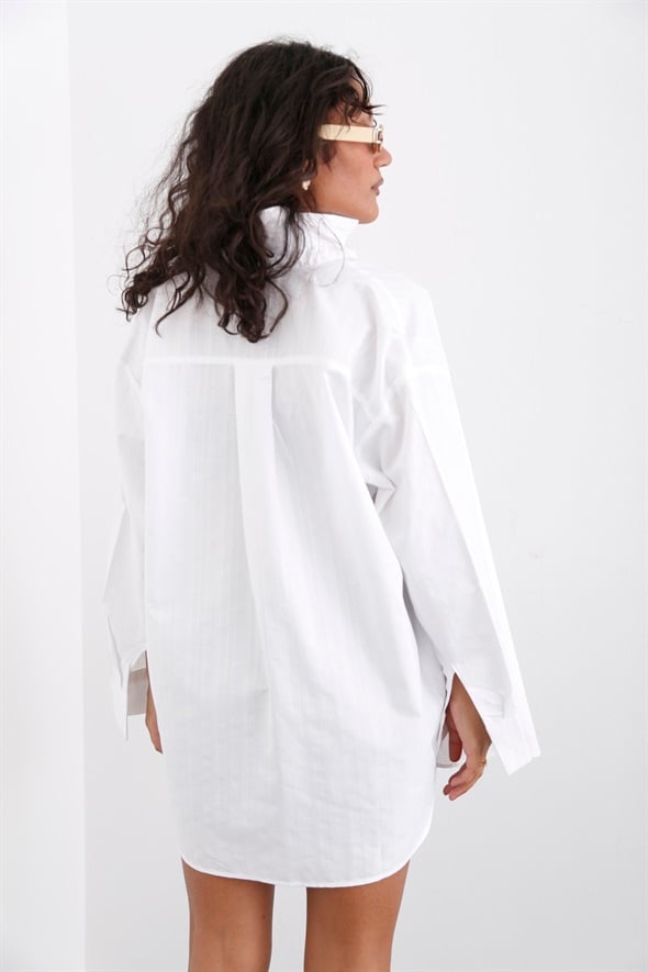 Beyaz Oversize Klasik Gömlek 14119