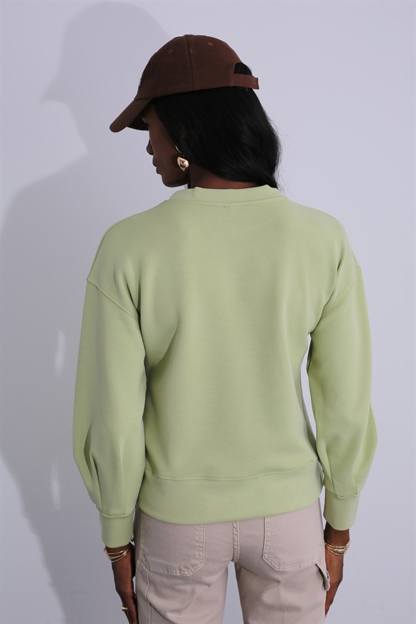 Fıstık Yeşili Modal Basic Sweatshirt 