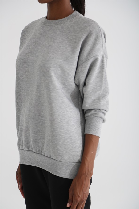 Gri Şardonlu Basic Sweatshirt 3200
