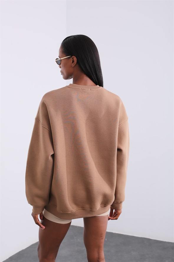 Kahverengi Baskılı Sweatshirt 15