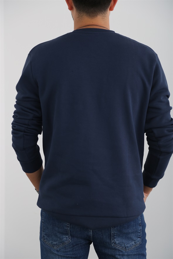 Lacivert Erkek Şardonlu Basic Sweatshirt 863