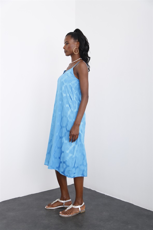 Mavi Askılı Salaş Elbise 0393