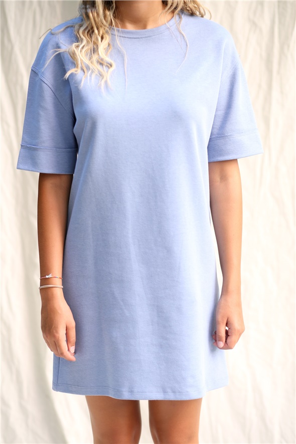 Mavi Duble Kol Tshirt Elbise 3137