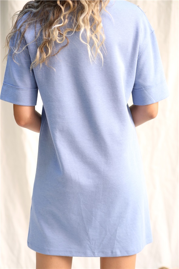 Mavi Duble Kol Tshirt Elbise 3137