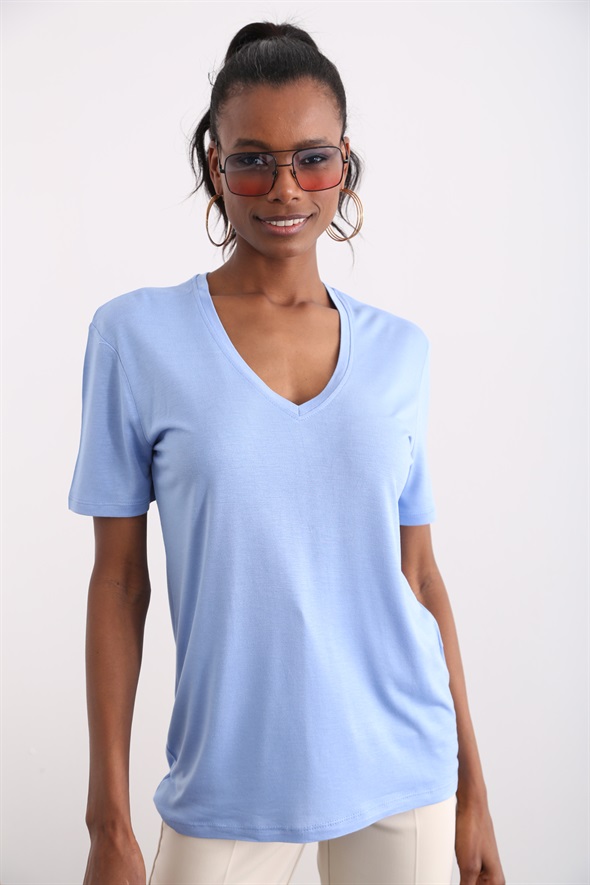 Mavi V Yaka Basic Tshirt 3635
