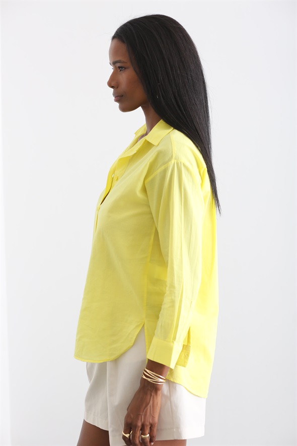 Sarı Arkası Uzun Klasik Gömlek 4223