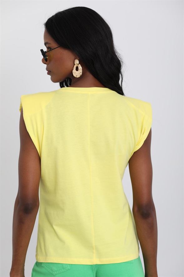 Sarı Vatkalı Kolsuz Tshirt 4303