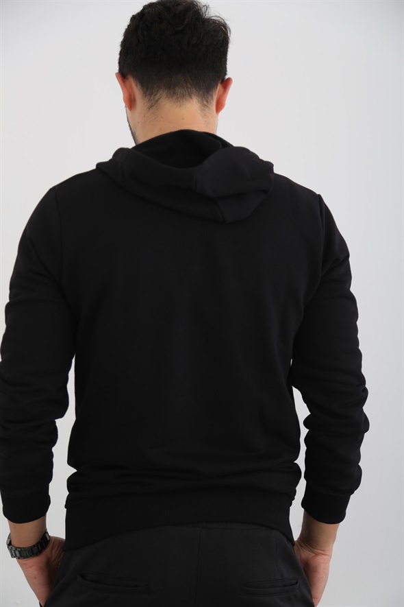 Siyah Erkek Fermuarlı Sweatshirt M3101