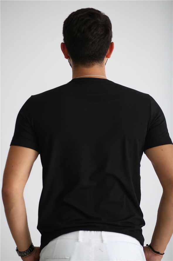 Siyah Erkek Likralı Basic Tshirt SM-108