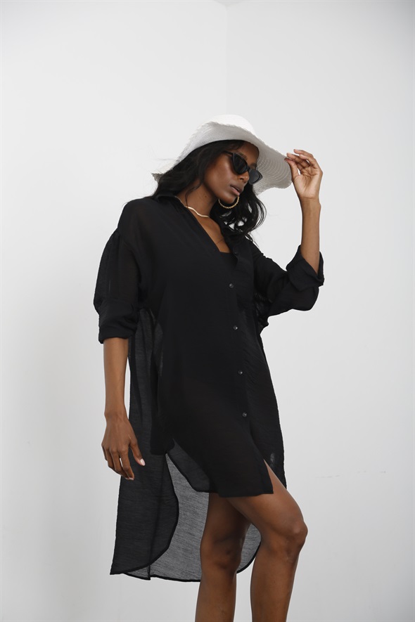 Siyah Gömlek Elbise 00307