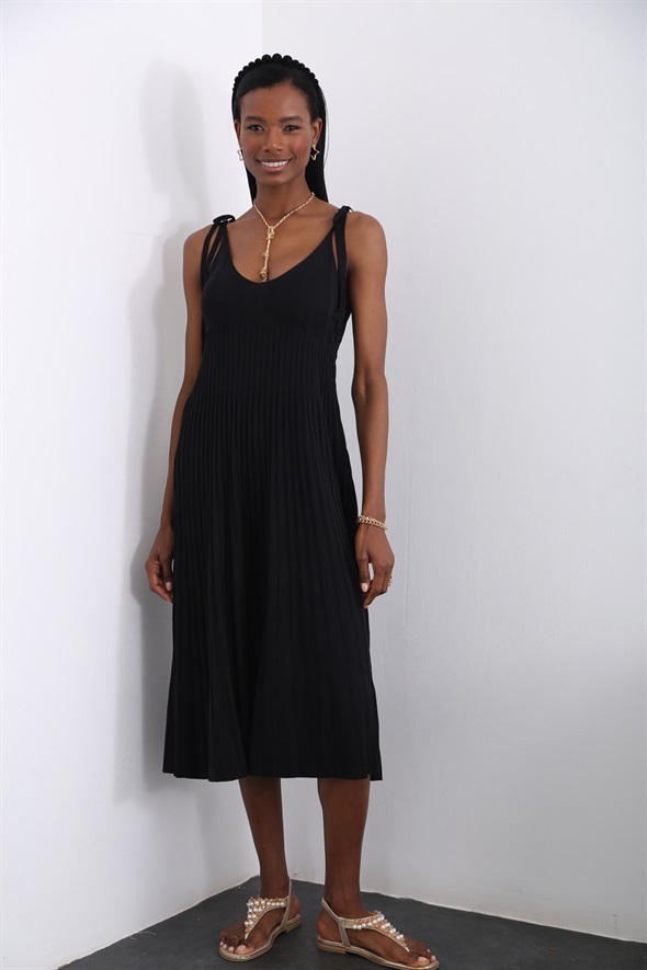 Siyah Merserize Triko Elbise 21408