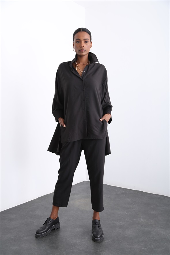Siyah Oversize Gömlek Takım 96056