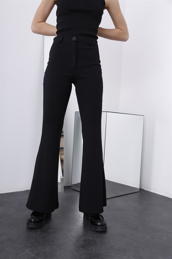 Siyah Yüksek Bel Klasik Pantolon 50216