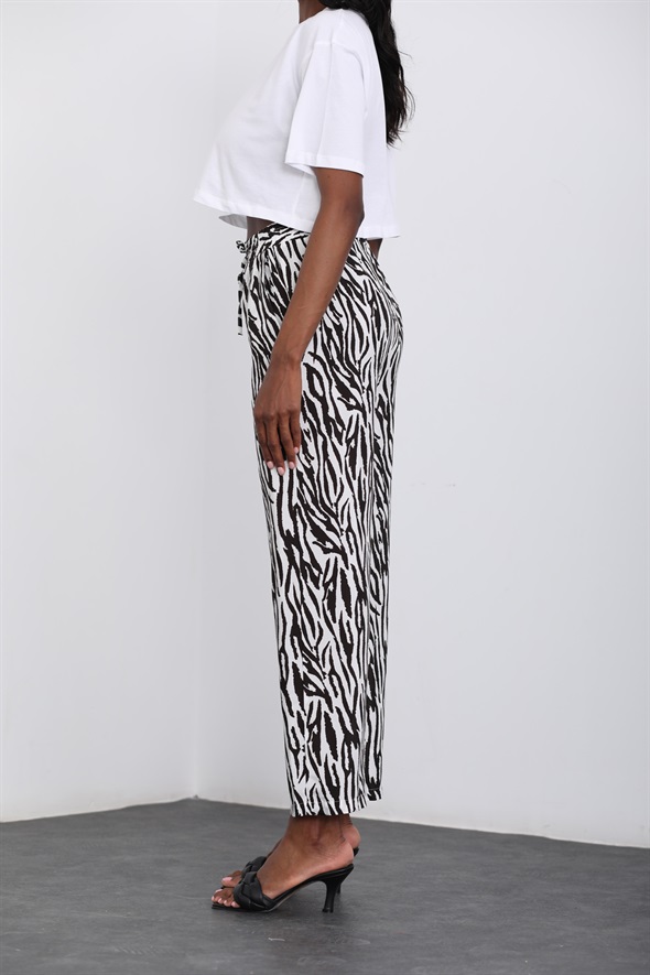 Siyah Zebra Desen Pantolon 