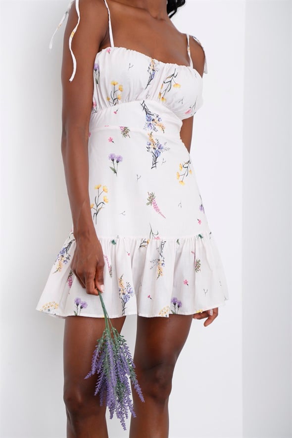Taş Çiçekli Mini Elbise 31552