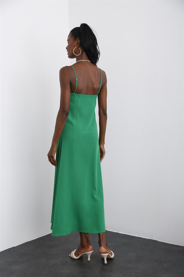 Yeşil Askılı Çan Elbise 