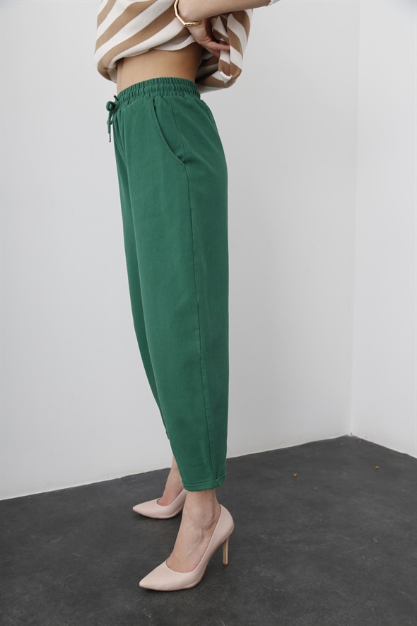 Yeşil Bağcıklı Duble Paça Pantolon 0083