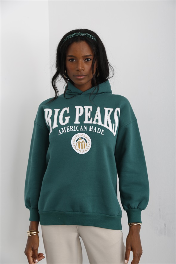Yeşil Big Peaks Baskılı Şardonlu Sweatshirt 3603