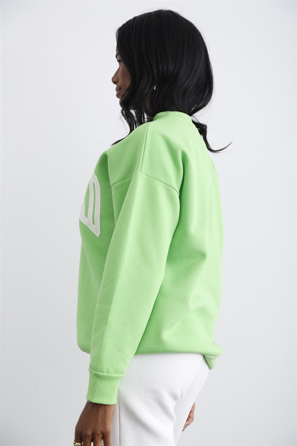 Yeşil Neon Harvard Baskılı Şardonlu Sweatshirt 3630