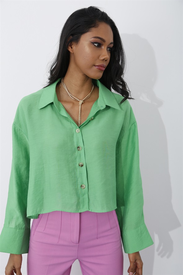 Yeşil Oversize Kısa Gömlek 4725